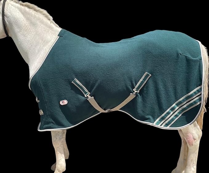 Majestic Ally Anti Pill Fleece Horse Blanket/Sheet with Silver Braided Rope (Hunter Green, 80)