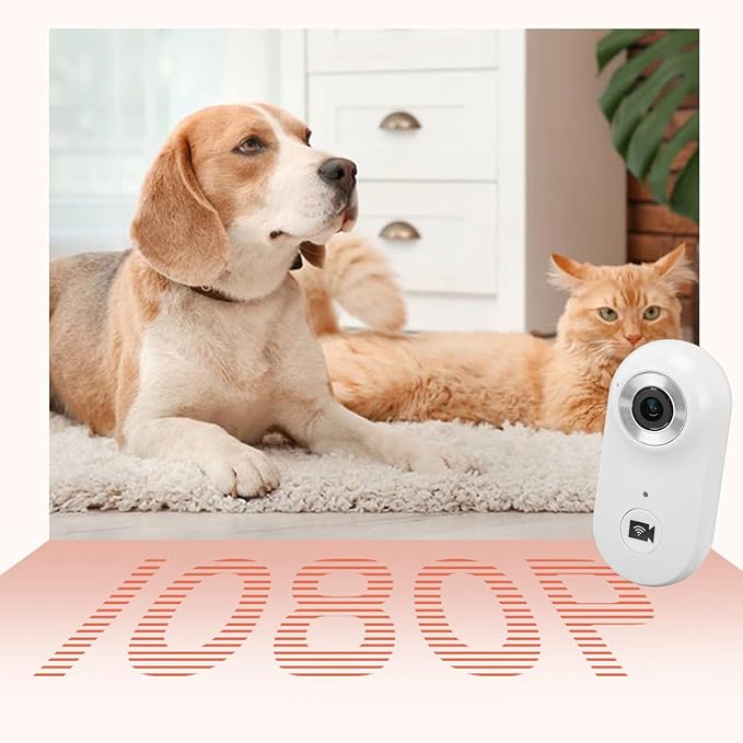 Gugxiom Cat Collar Camera, 1080P HD 2.4G Dog POV Collar Camera with APP, Pet Wearable Body Camera for Pet Supplies Camera (White)