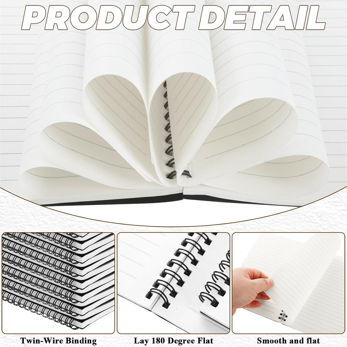 MIVIDE 48 Pack A5 Spiral Notebooks, Black Ruled Notebooks Bulk, 8 x 5.9 Inch 120 Pages Spiral Lined Notebook Journal, Lined Travel Bulk Writing Paper Notebook for School Business Office Supplies