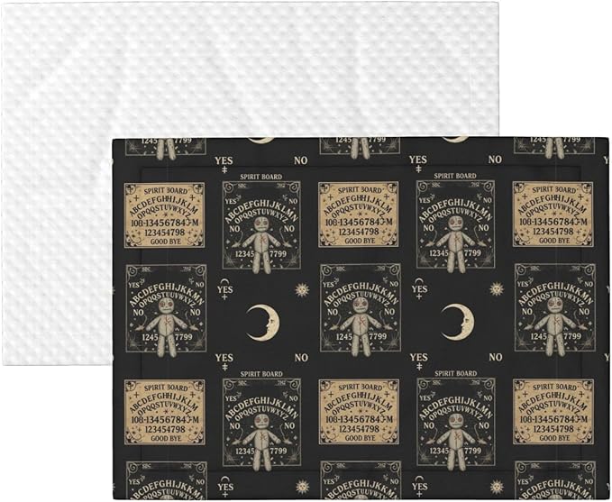 Double Sided Plush Pet Blanket for Small Large Animals, Spirit Board with A Voodoo Doll Occultism Set, Reversible Throw with Dimpled Dot Side and Flat Side for Kennels Living Rooms