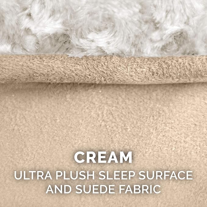 Furhaven Memory Foam Dog Bed for Extra Large Dogs w/ Removable Washable Cover, For Dogs Up to 180 lbs - Ultra Plush Faux Fur & Suede Luxe Lounger Contour Mattress - Cream, Giant/XXXL