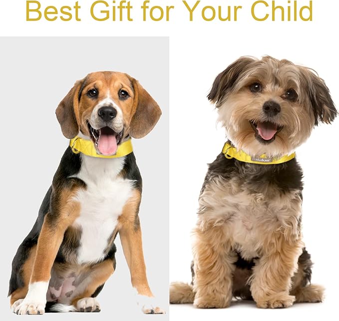 Nylon Dog Collar - Adjustable Yellow Soft Webbing Dog Collars for Small Medium Large Dogs Boy Girl Puppy Collar with Safety Metal Buckle L
