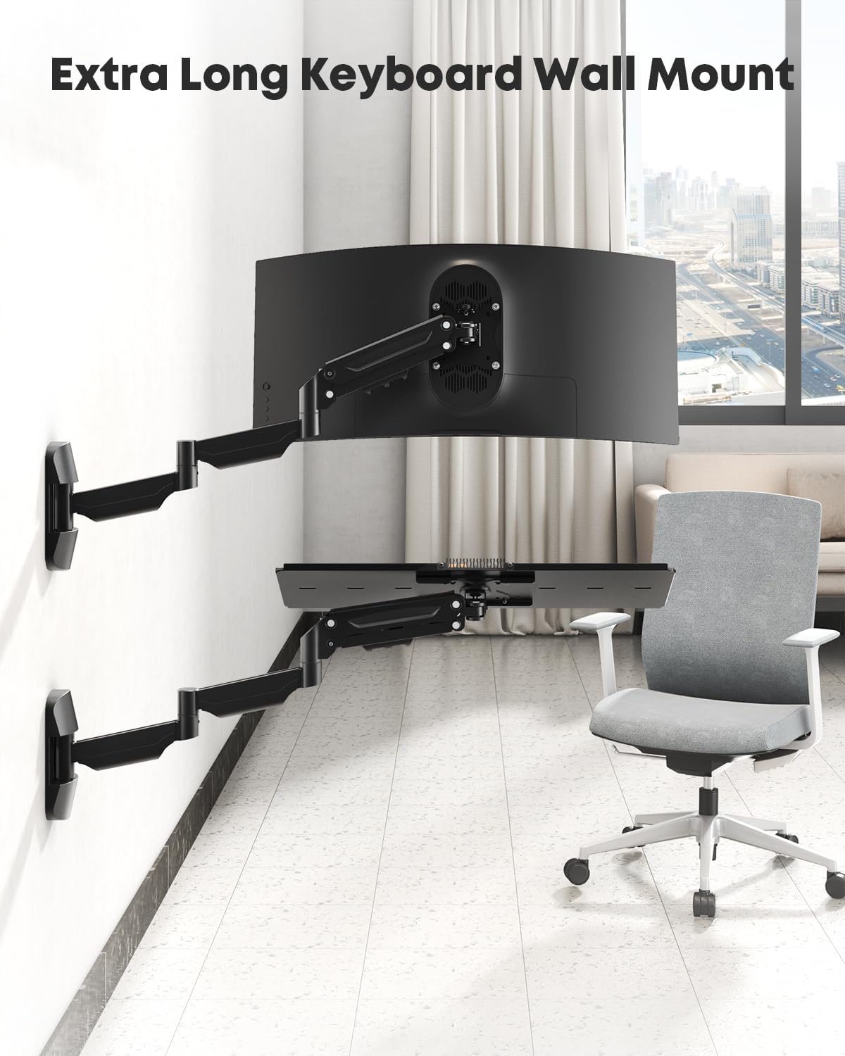Extra Long Keyboard Wall Mount, 26 Inch Wall Mount Keyboard and Mouse Tray