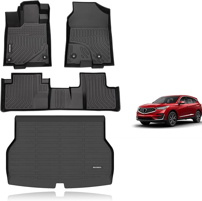 KELCSEECS® Floor Mats & Cargo Liner Custom for Acura RDX 2016 2017 2018,All Weather Protection TPE Floor Liners Front& Rear Row Full Set RDX Accessories Black