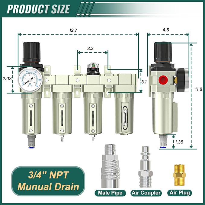 Industrial Grade 4-Stage Air Drying System, 3/4" NPT