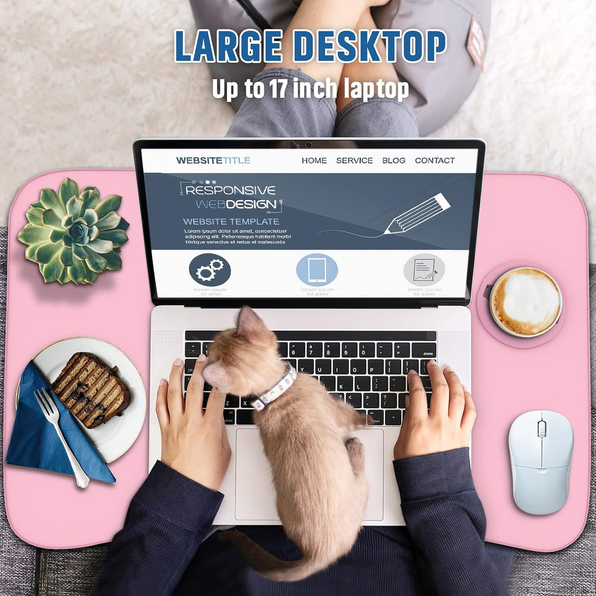 Zapuno Multi-Function Laptop Bed Table with Storage Drawer and Cup Holder, Lap Desk Stand Tray for Eating, Reading and Working