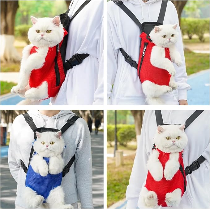 Dog Carrier Backpack, Adjustable Puppy Front Carrier Backpack, Ventilated Dog Chest Carrier for Hiking Camping Travel, Sling Bag for Small Medium Dog Cat Rabbit Puppies, Suit 13-15 lbs (Pink, XL)