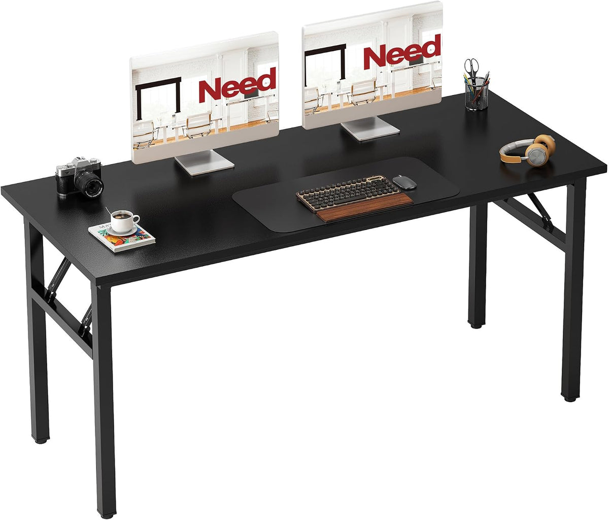 Need Office Computer Desk 54.3 Inch Sturdy Folding Laptop Table Black