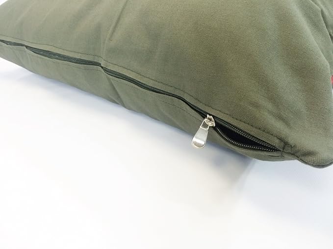 36"x29" Medium Size MicroCushion High Density Memory Foam Soft Poly Fiber Waterproof Pet Pillow Bed with Removable Zippered Tough Strong Green Canvas Cover Case for Small to Medium Dogs