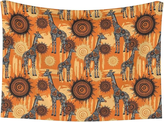 Two Sided Plush Pet Blanket for Crates Carriers Home Use, Abstract African Giraffe, Reversible Throw with Cozy Dot Fabric and Silky Reverse for Small Large Pets