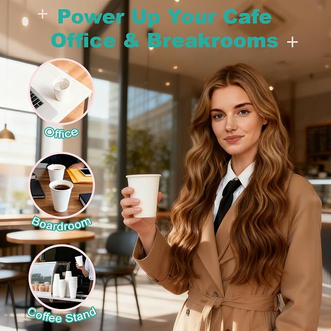 12 oz 300 Pack Disposable Coffee Cups, Bulk White Disposable Paper Cups