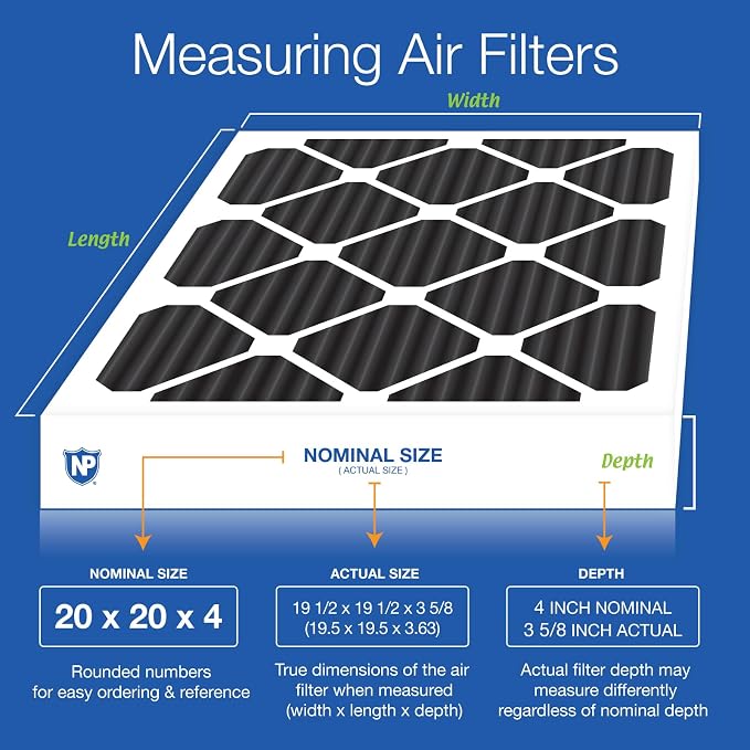 Nordic Pure 20x20x4 Pure Carbon Pleated Odor Reduction Merv 8 Furnace Filters 2