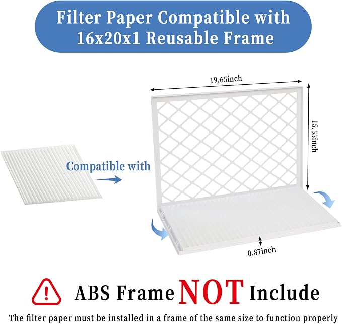5 Pack 16x20x1 MERV 11 Air Filter Refills, Replaceable Filter Media only