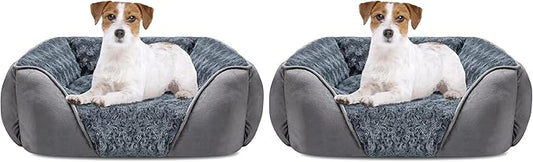 INVENHO Dog Bed Medium Size Dog, Orthopedic Warming Soft Calming Sleeping Puppy Bed Durable Pet Bed with Anti-Slip Bottom (Pack of 2)