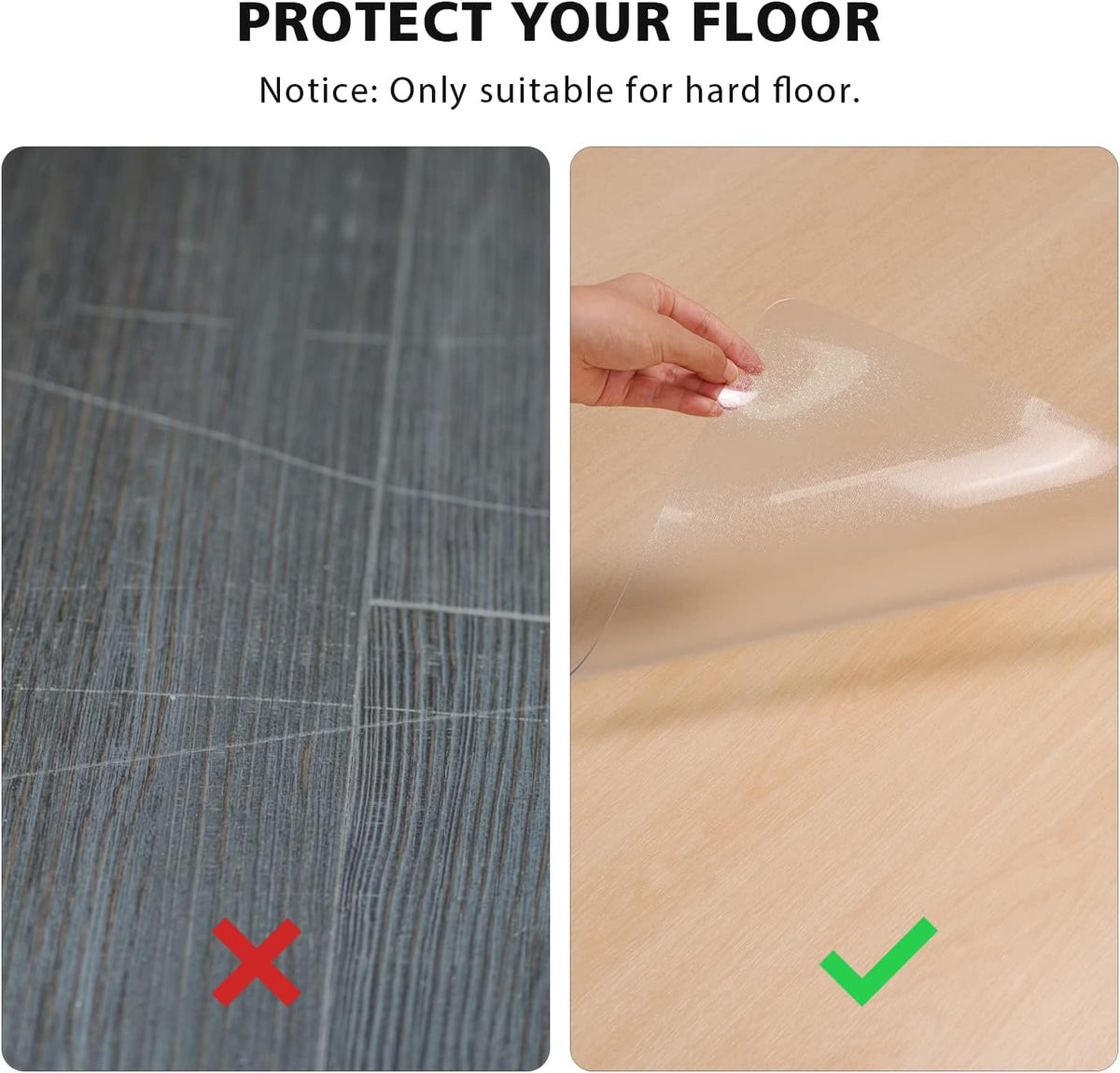 Clear Floor Mat for Home, 5'×8' Large Non-Slip Durable Plastic Rug