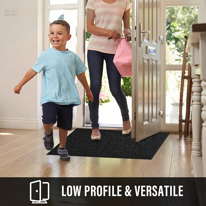 HIYARD Front Door Mat, Absorbent Dirt Trapping Welcome Door Mat Indoor Outdoor