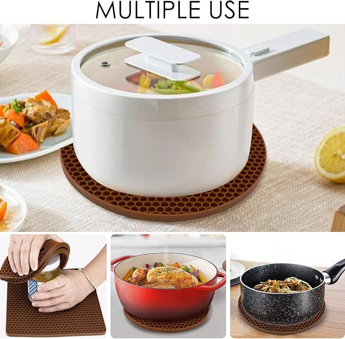 4 Pack Silicone Trivet Mats, Heat Resistant Hot Pot Holders and Pads
