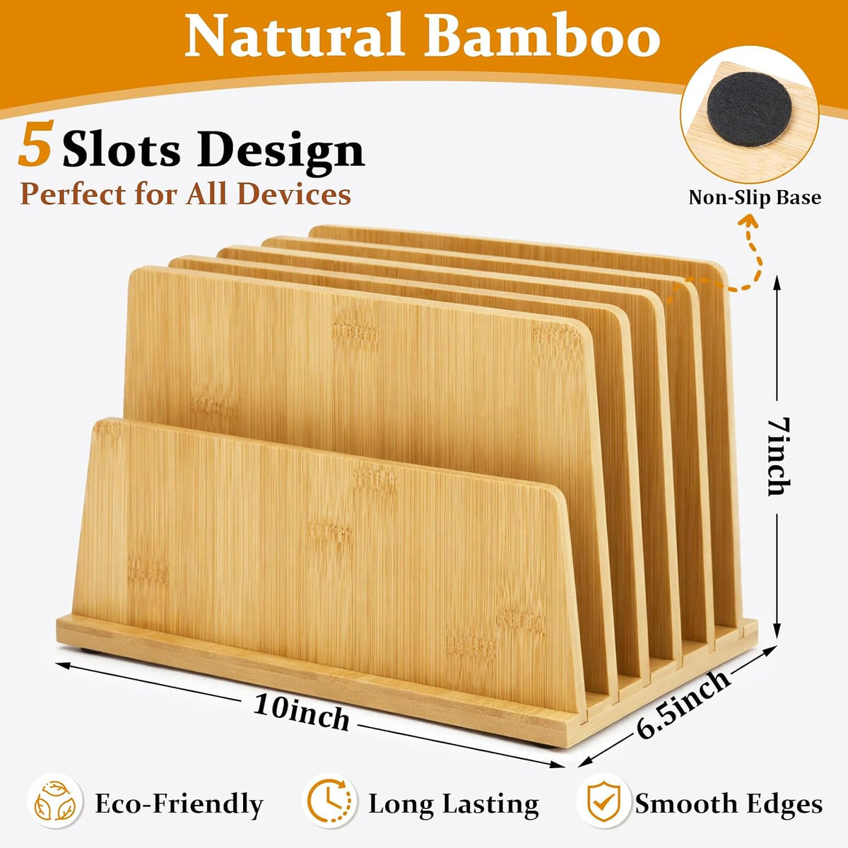 Unittype Bamboo Multi Device Organizer, 5 Slots