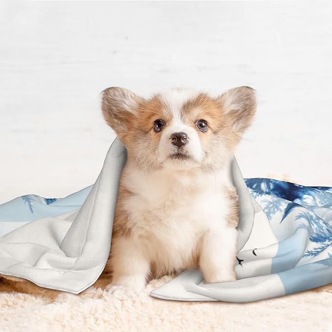 Misty Mountain Throw Blanket - Winter Trees Blanket for Dog Cat Snowy Pet Blankets 40x30 for Couch Sofa Bed