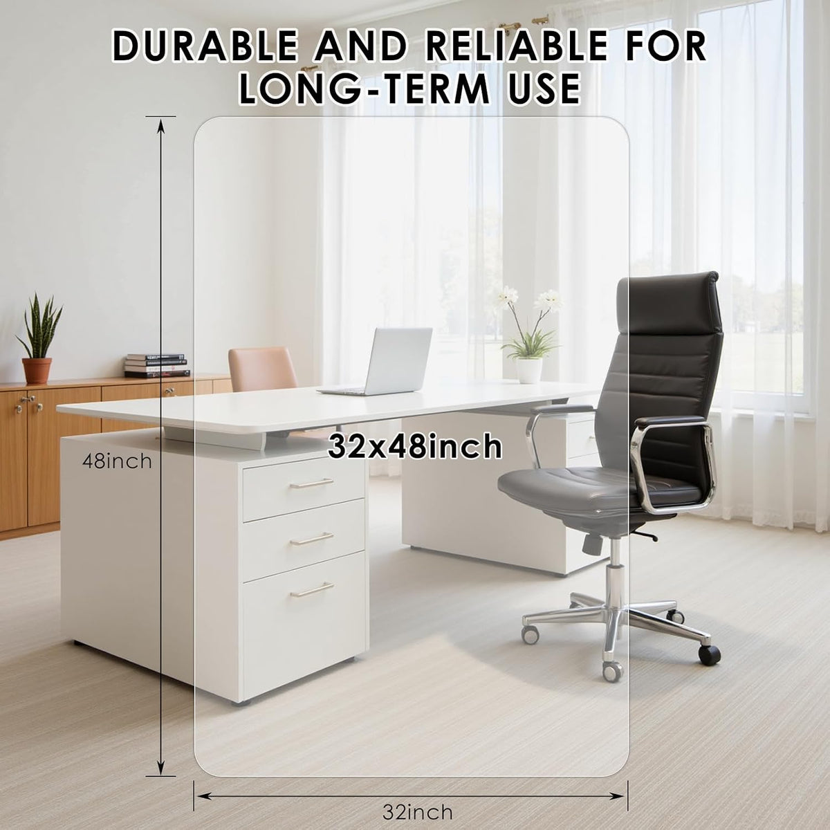 Kuyal 1/5" Thick Office Chair Mat, Heavy Duty Hard Computer Chair Mat,
