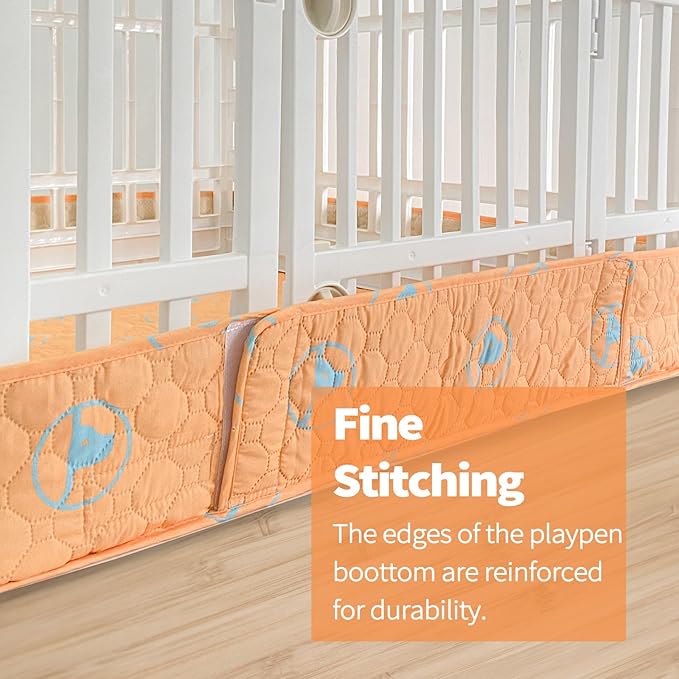 PJYuCien Dog Playpen Bottom Pad Fits for 36 Inch 4 Panels Exercise Pet Pen, Using as a Fence Stabilization and Puppy Pen Mat, Hoop and Loop Design, Orange (Playpen Not Included)