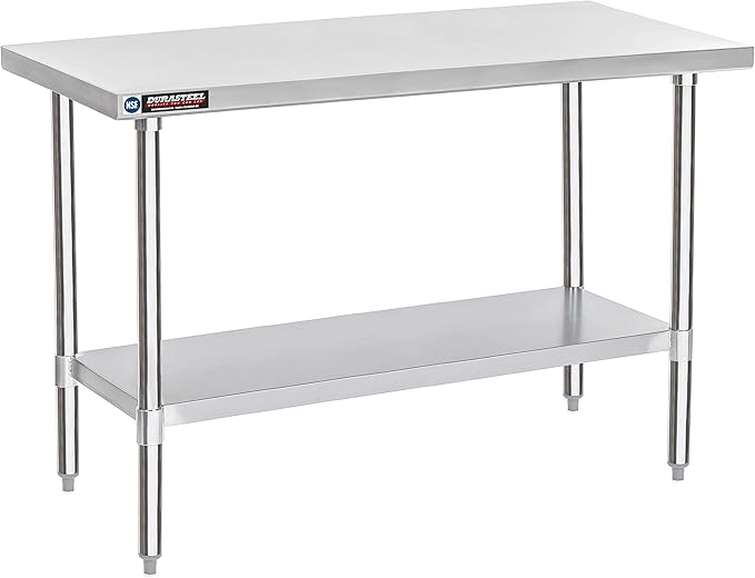 DuraSteel 24x60 Stainless Steel Work Table - NSF Commercial Prep Metal Table - Outdoor Pizza Oven Stand w/Under Shelf - Kitchen Island Laundry Utility Garage Microwave Stand Large Rolling Storage Cart