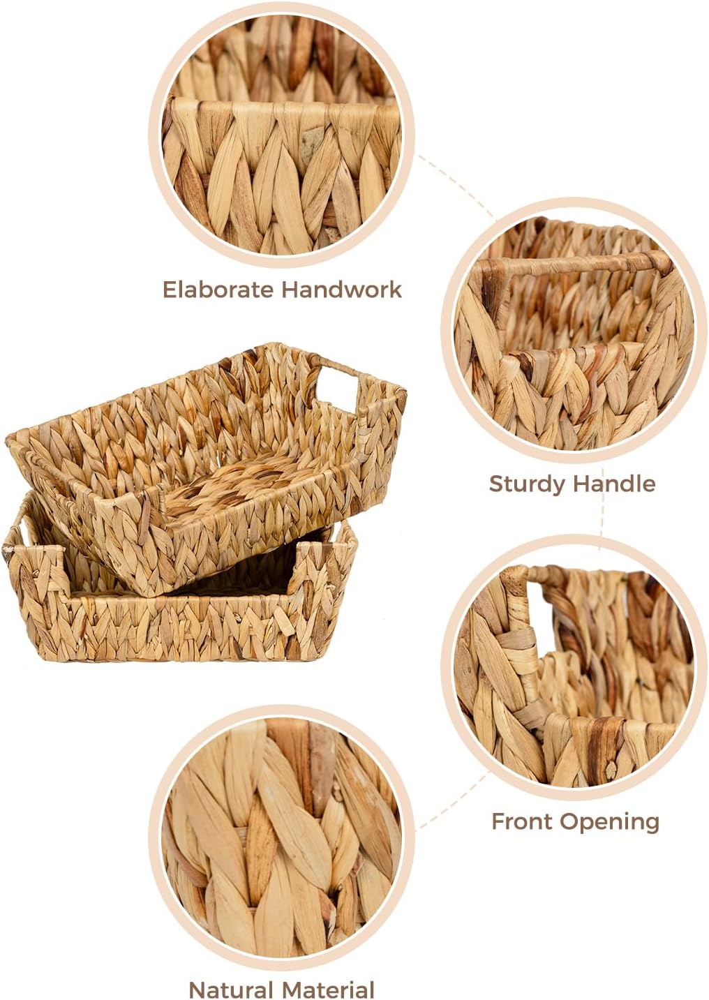 StorageWorks Pantry Baskets for Organizing, Wicker Storage Baskets, 2 Pack