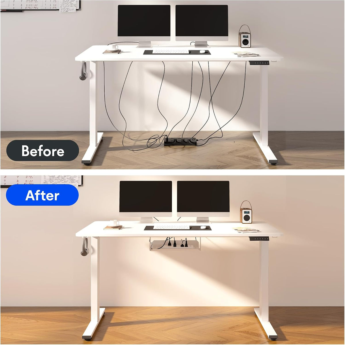 FLEXISPOT EN2 60"x24" Standing Desk with Power Strip Bundle, White