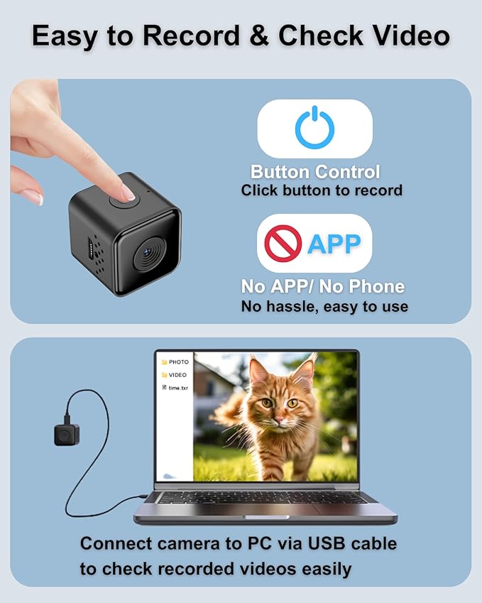 Cat Camera Collar with Tracker Tag, 1080P HD Video Recording, NO WiFi NO APP Pet POV Cam, Body Action Camera for Cat/Dog Tracking — Lightweight, Night Vision, Easy Playback