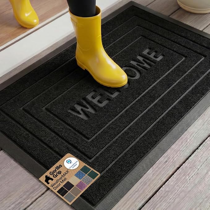 GORILLA GRIP 100% Waterproof All-Season WeatherMAX Doormat, US Designed Natural