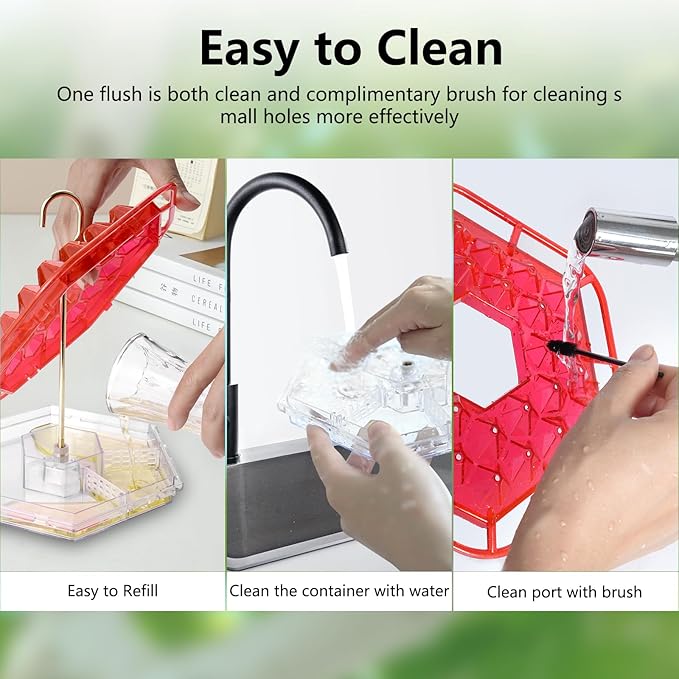 Hummingbird Feeders for Outdoors,Hanging Ant and Bee Proof,30 Feeding Ports Shirem Hummingbird Feeder,Built-in Ant Moat,Easy to Fill and Clean,14 Ounces (1 Pack)