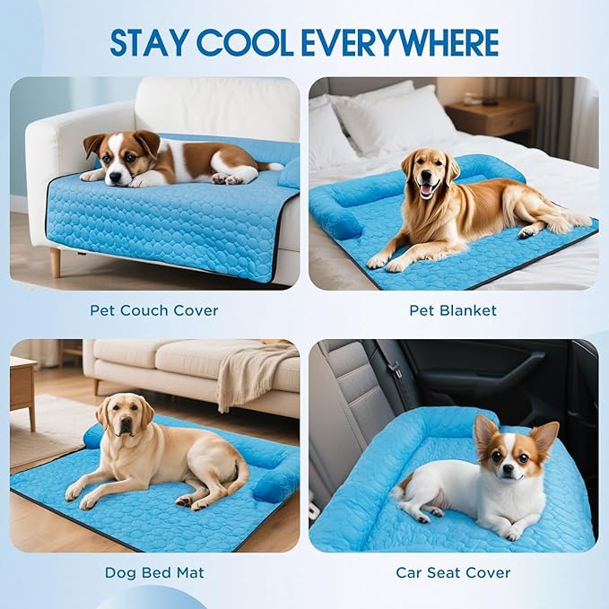 Extra Large Cooling Dog Bed, Cooling Mat for Dogs | Machine Washable Couch Bed, Waterproof & Non-Slip Blanket Cover | Pad for Pets Indoor Outdoor(No Gel), XL-47 x 40 inch
