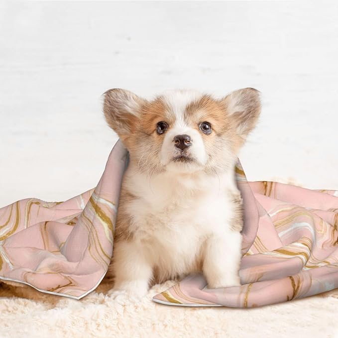 Reversible Plush Throw for Dogs and Cats, Pink Tie Dye Marble Texture, Double Sided Blanket with Nubby Dot Side and Sleek Side Ideal for Cuddling Nesting Security