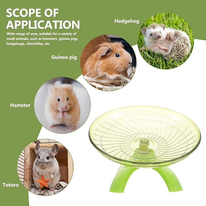 POPETPOP Hamster Exercise Wheel Super Silent: Hamster Flying Saucer Silent Hamster Wheel Guinea Pig Run Wheel for Hamsters Gerbils Mice Hedgehogs (Light Green)