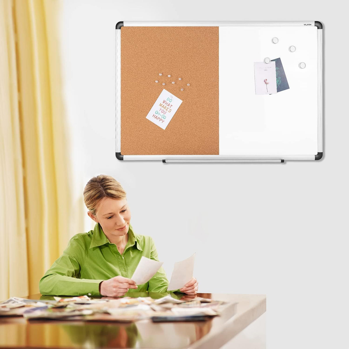 VUSIGN White Board and Cork Board Combination, 24" x 36"