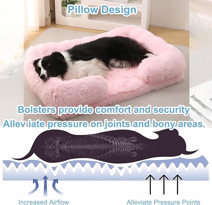 Dog Beds Large Sized dog Orthopedic, Sofa Dog Bed with Waterproof Lining and Nonskid Bottom, Rectangle Washable Dog Bed for Medium Small Dogs and Cats Comfortable ( Color : Pink3 , Size : 31 x 21" )