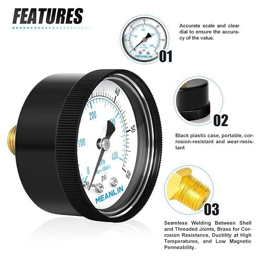 MEANLIN MEASURE 1/4" NPT 0-60Psi Swimming Pool Water Pressure Gauge 2" FACE DIAL