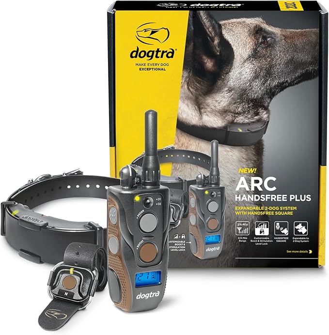 Dogtra ARC HANDSFREE Plus Boost and Lock, Remote Dog Training E-Collar, HANDSFREE Square for Discreet Control, Waterproof, Rechargeable, 3/4-Mile Range, 1 Dog Expandable System Medium, Large Dogs