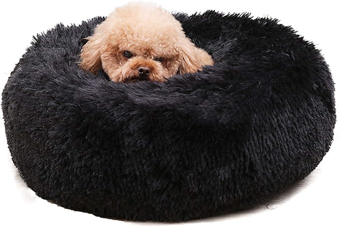 Warming Round Dog Bed for Small, Medium and Large Dogs & Cats, Short & Long Plush Pet Bed, Luxurious Faux Fur Donut Cuddler, Bolster Pet Bed & Sofa, Machine Washable 60CM 24Inch