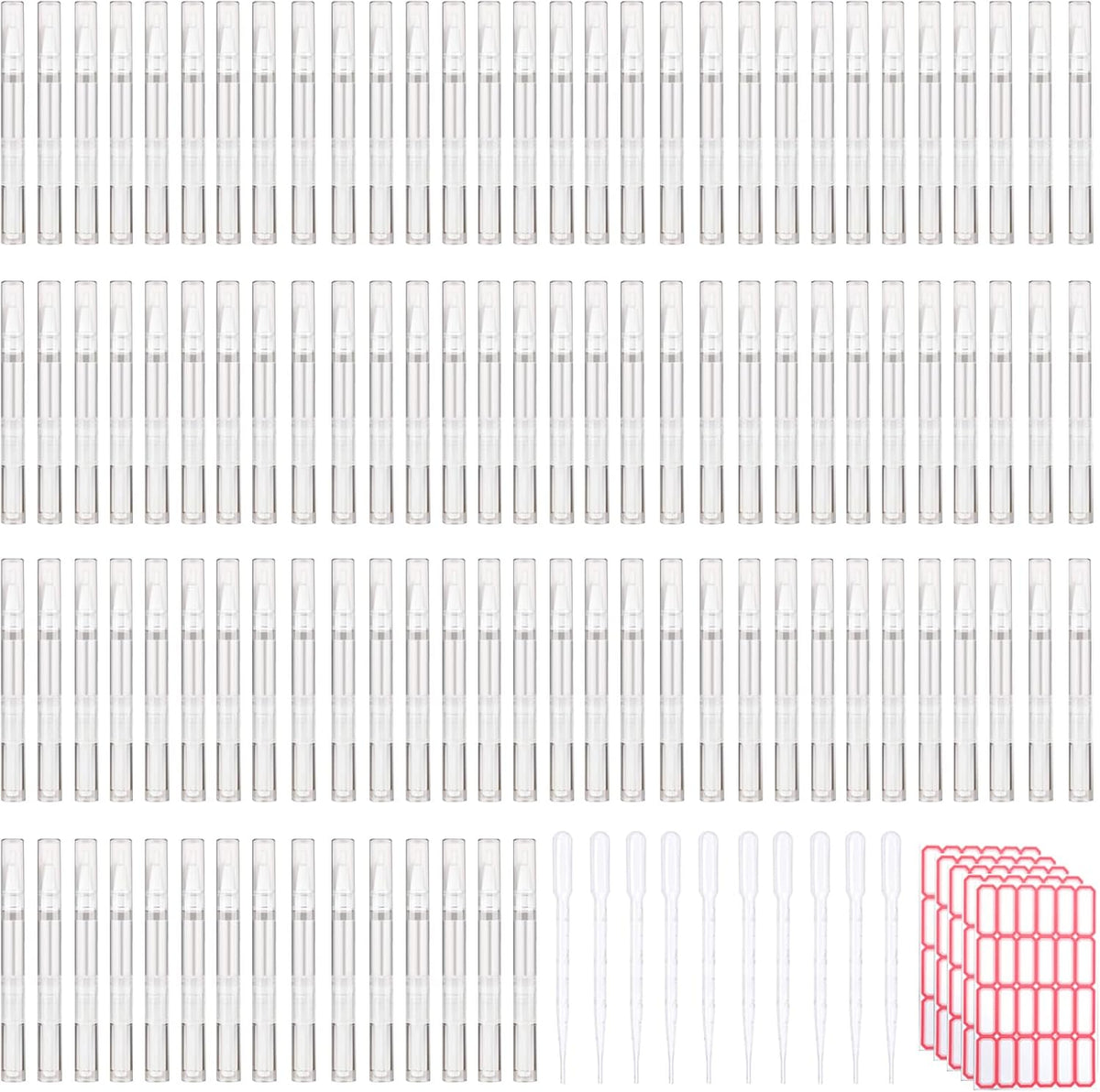 110 Pcs 3 ml Empty Cuticle Oil Pen Transparent Twist Pen Empty Nail Oil Pen with Brush Tip Cosmetic Container Applicator for Homemade Nail Oil, Lip Gloss, Eyelash Growth Liquid, White