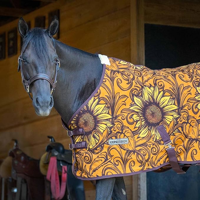 Jeffers Expression Standard Neck Fleece Cooler for Horses, 66"- Equine Towel Blanket, Moisture Absorbent, Light Weight, Best for Drying, Exercise, Bathing, Adjustable Belly Bands - Bloomin Toolin