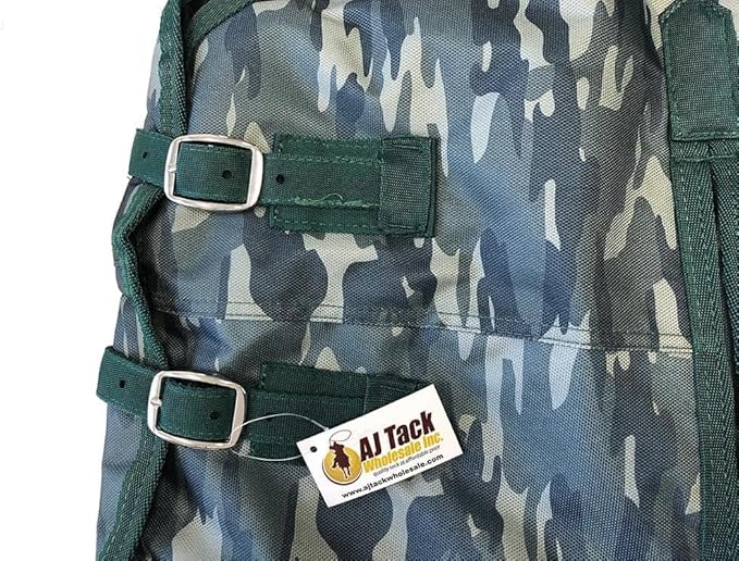 AJ Tack 1200D Waterproof Winter Pony Blanket - 300g Heavyweight Turnout with Fleece Collar, Shoulder Gussets & Tail Flap - Camouflage 52"