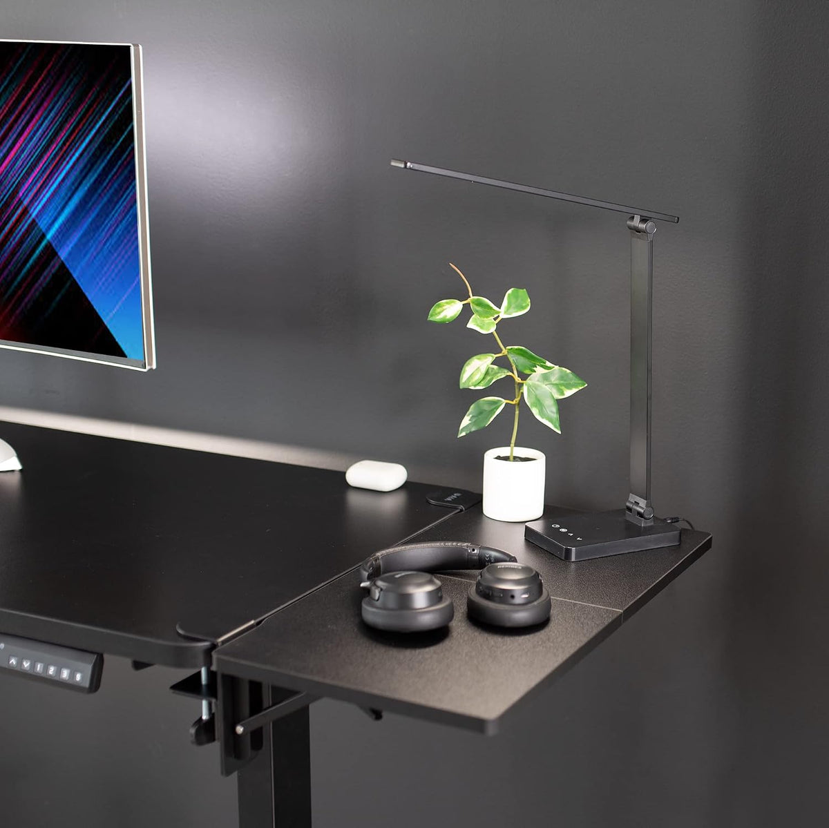 VIVO Black Clamp-on 24 x 12 inch Desk Extender, DESK-EXT24