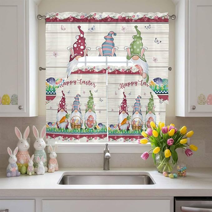 Swag Valance Curtains, Happy Easter Gnomes
