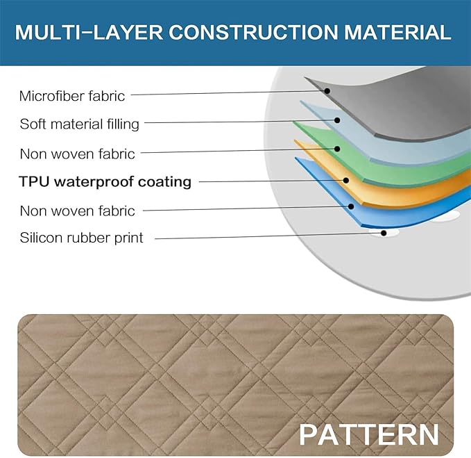 Dog Bed Cover Waterproof Microfiber Quilted Mattress Cover Pet Mat Silicon Non Slip 9 Size Furniture Protectors for Bed Sofa Couch (76 x 127 cm/30 x 50 in,Taupe)