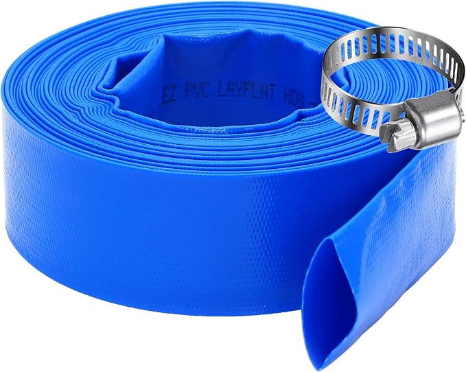 DAVCO 2.5" x 50 ft Pool Backwash Hose, Heavy Duty Reinforced Blue PVC Lay Flat