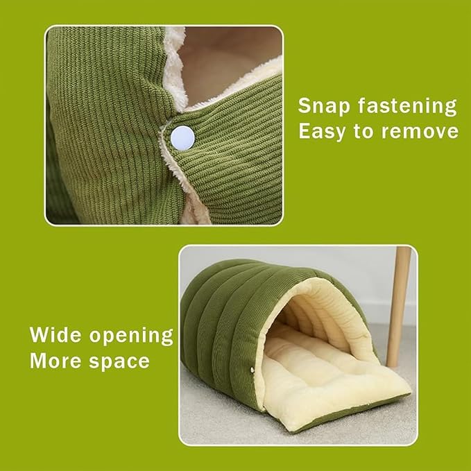 CutyPet Winter Cave,Warmth Cozy Comfort Plush Pet Cave,Cute Cozy Safe Hideaway Cat Bed with Removable Cushion,Warm Soft Removable Washable for Cats and Dogs (Black Plaid, M: 18.89 * 11.81 * 7.87 in)