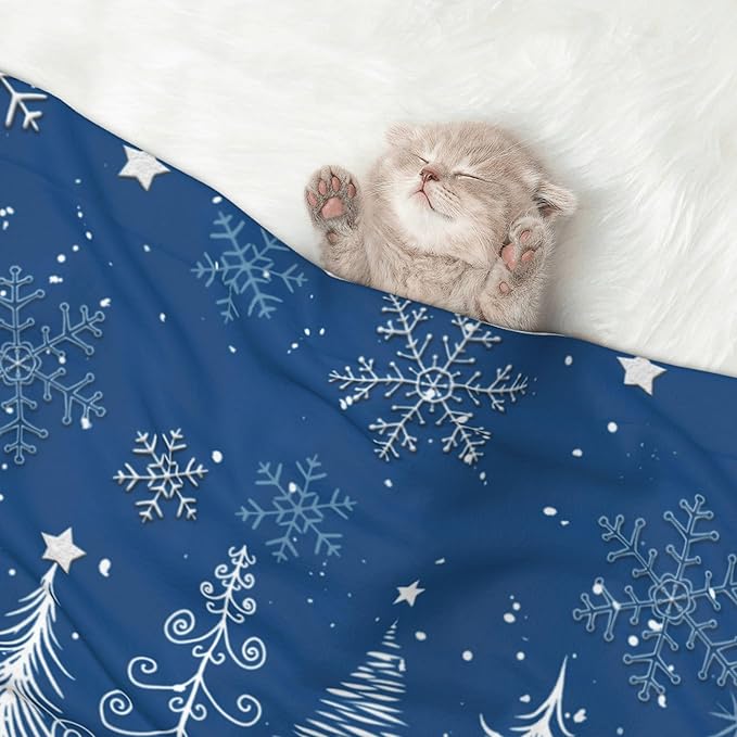 Winter Tree Blanket - Snowflake Throw Blanket 23 x 16 mas Mooses Trees Couch Blankets for Puppy Dogs Cats