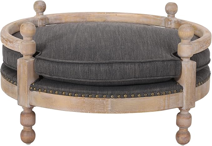 Christopher Knight Home Rines Upholstered Medium Pet Bed - Charcoal/Antique Natural