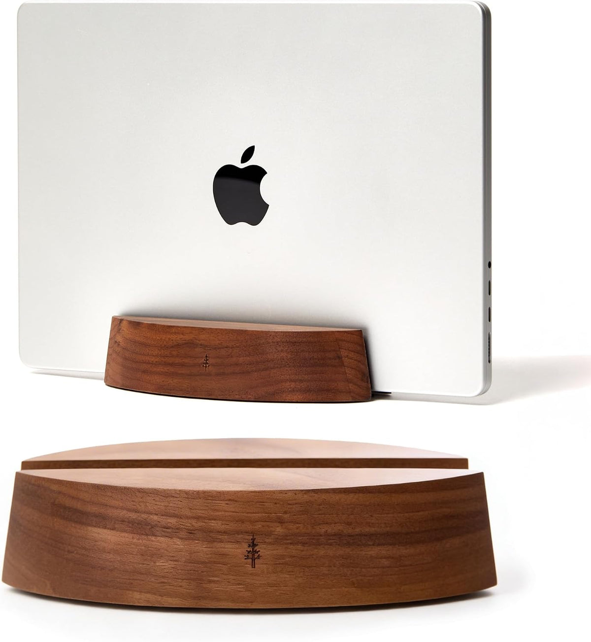 Nordik Vertical Laptop Stand - Adjustable Solid Walnut Laptop Dock